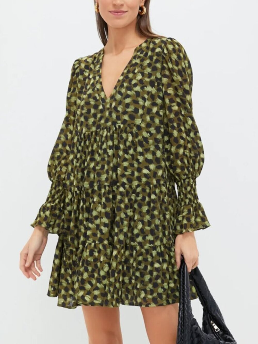 Pomander Place Tuckernuck Kenzo Dress Olive Green Long Sleeve Plus Size 3XL